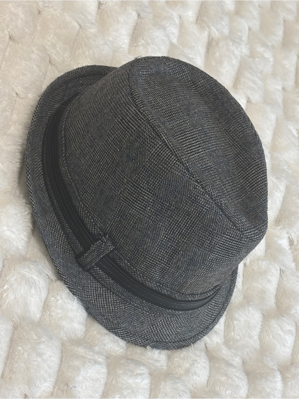 Gray Textured Fedora with Black Band